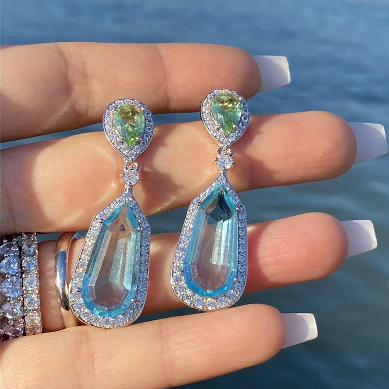 Aquamarine Earrings, Aquamarine Oversize Earrings, Bridal Light Blue  Earrings, Bridal Aquamarine Statement Earrings, Blue Wedding Earrings - Etsy